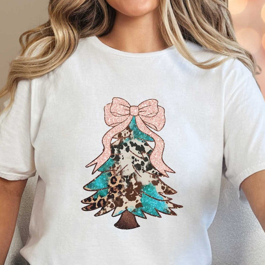 T-Shirt White / S Cow Print Tree Tee
