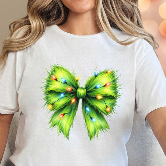 T-Shirt White / S Grinch Bow Tee