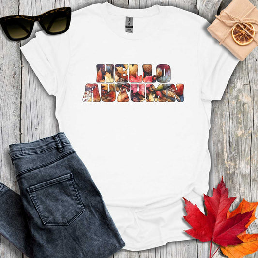 T-Shirt White / S Hello Autumn Leaf Inlay Tee