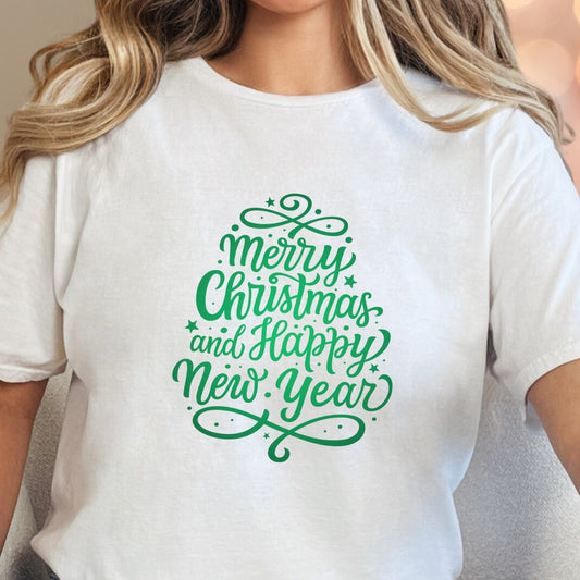 T-Shirt White / S Merry Christmas Happy New Year Tee