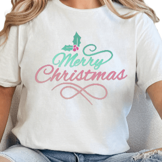 T-Shirt White / S Merry Christmas with Holly Tee