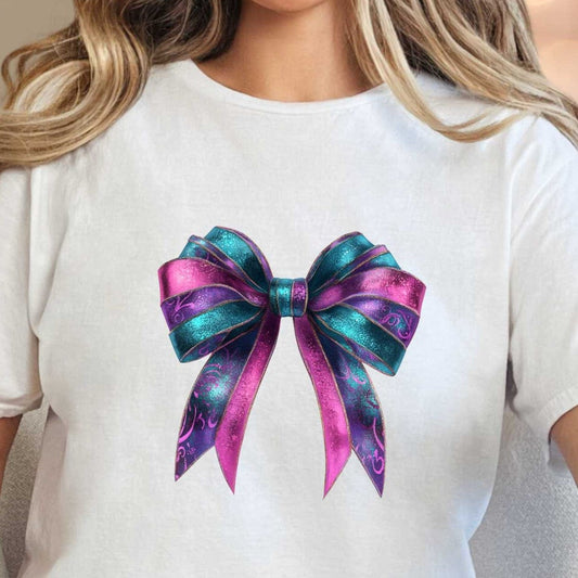 T-Shirt White / S Shimmery Bow Tee