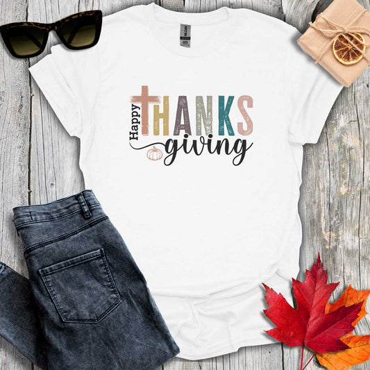 T-Shirt White / S Thanksgiving with Cross Tee