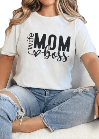 T-Shirt White / S Wife Mom Boss Tee