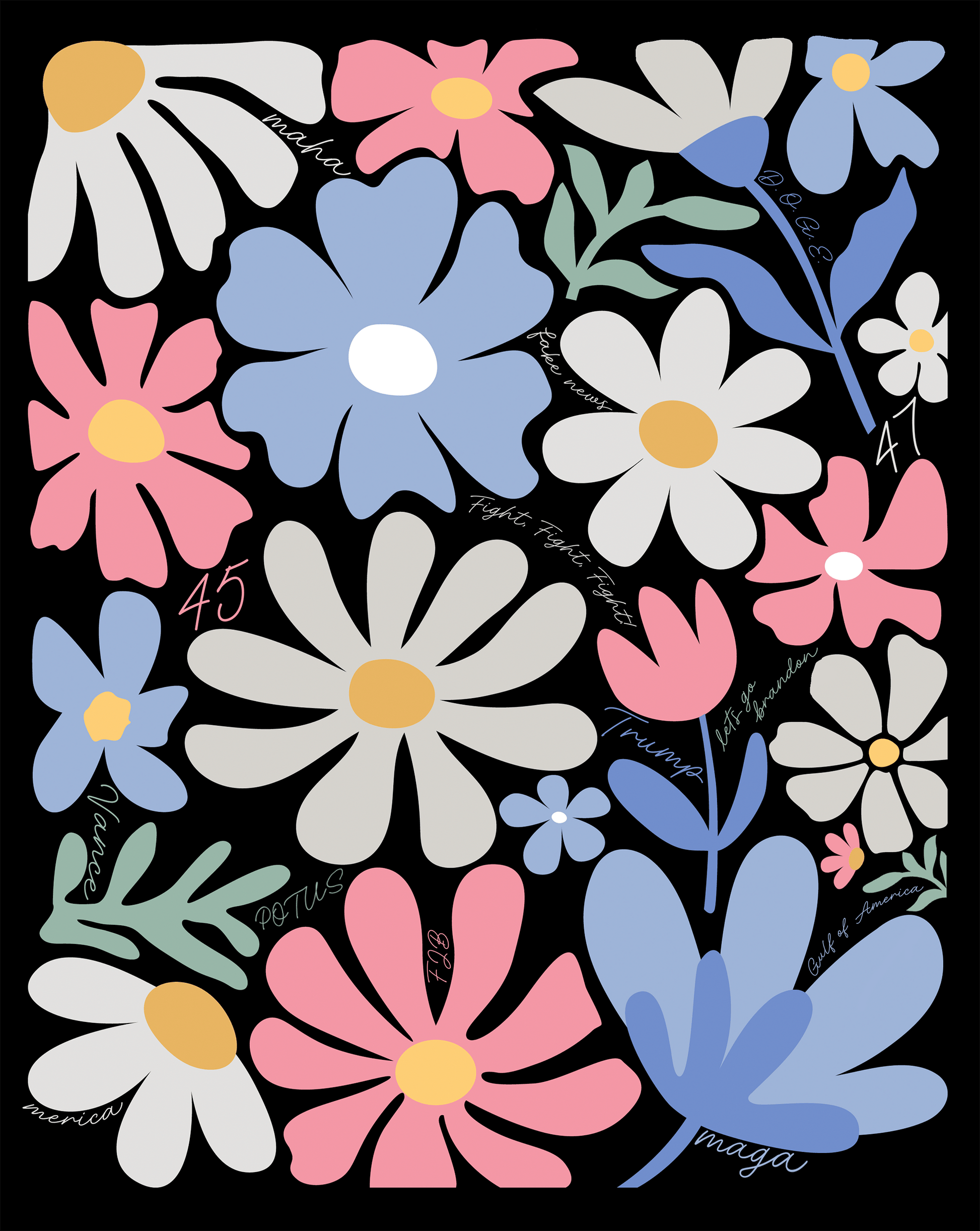 T-Shirt Trump Flowers with Hidden Text Tee