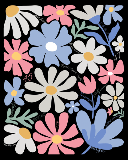 T-Shirt Trump Flowers with Hidden Text Tee