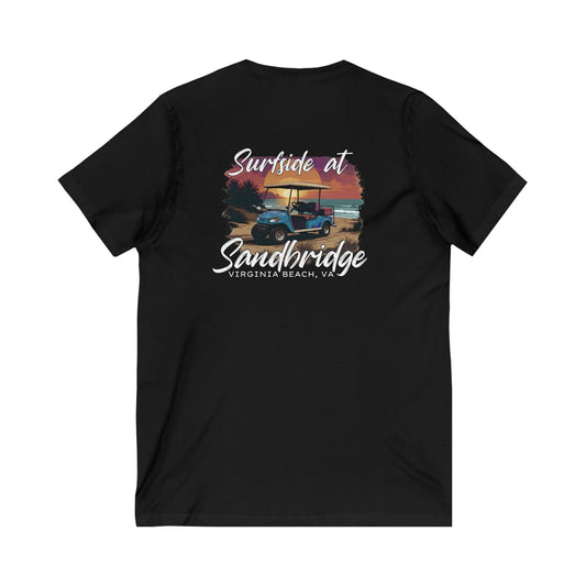 V-neck S / Black Surfside at Sandbridge Golf Cart  V-Neck Tee