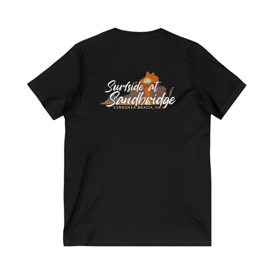 V-neck S / Black Surfside at Sandbridge Virginia Outline V-Neck Tee