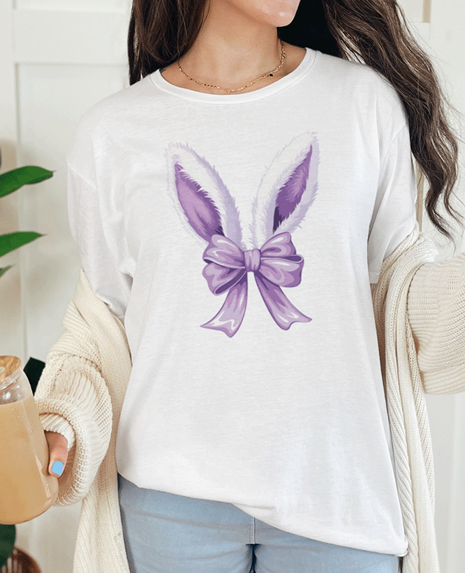 T-Shirt White / S Bunny Ears And Bow Tee