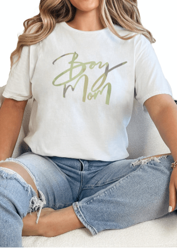 T-Shirt White / S Camo Boy Mom 1 Tee