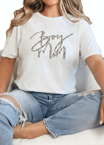 T-Shirt White / S Camo Boy Mom 2 Tee