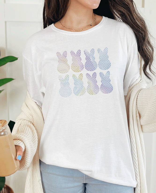 T-Shirt White / S Checkered Bunny Abstract Tee
