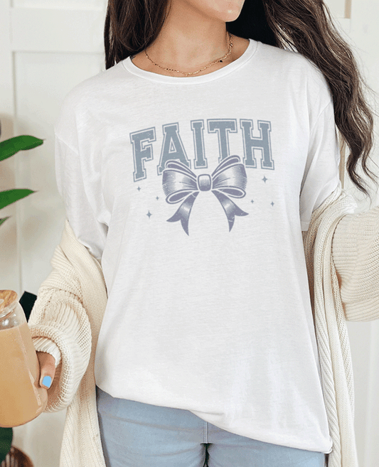 T-Shirt White / S Faith With Coquette Bow Tee
