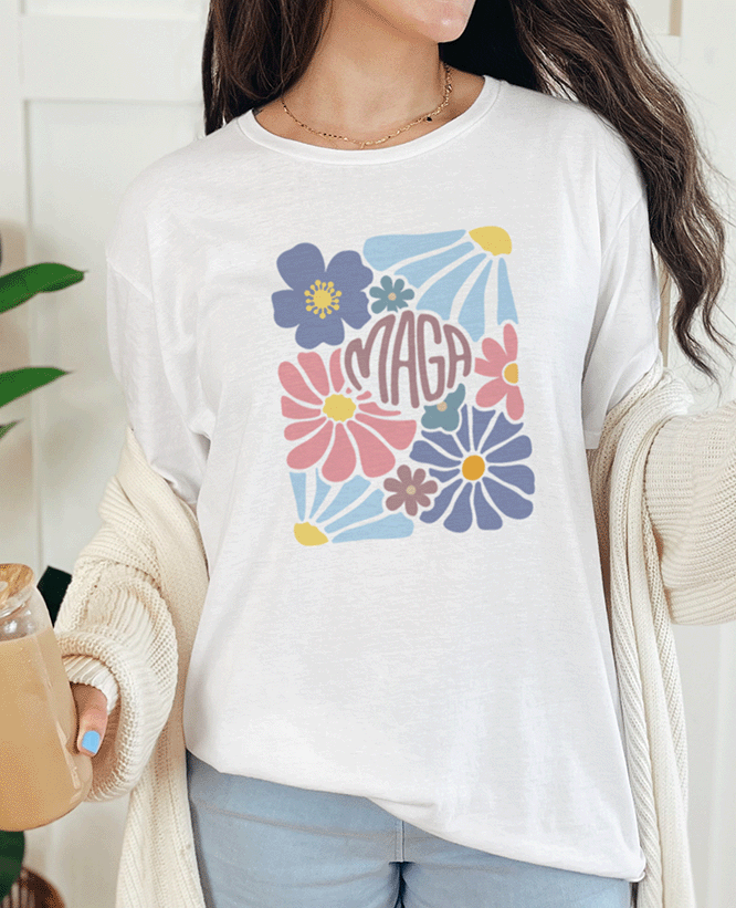 T-Shirt White / S MAGA Boho Flowers Tee