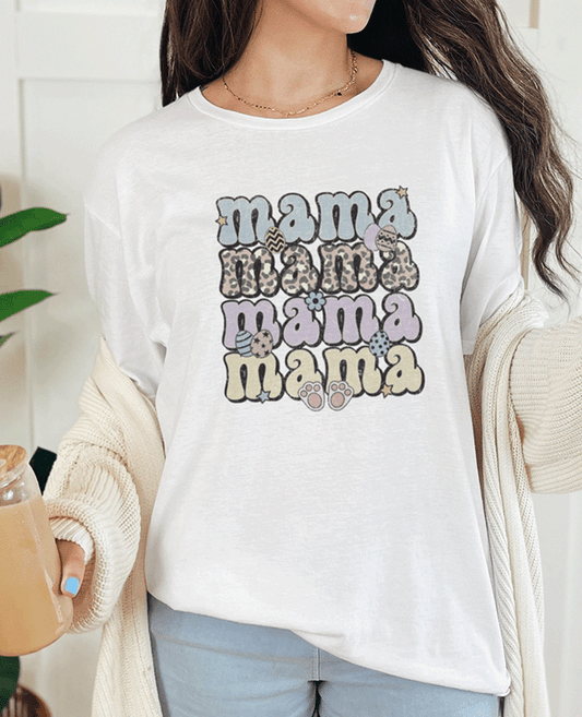 T-Shirt White / S Retro Distressed Mama Repeated Tee