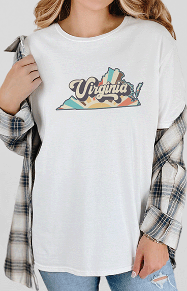 T-Shirt White / S Retro Style Virginia State Short Sleeve Tee