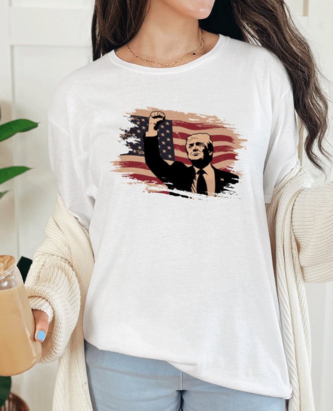 T-Shirt White / S Trump and American Flag Tee