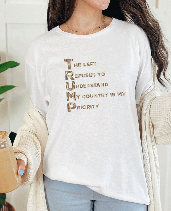 T-Shirt White / S TRUMP Camo Acronym Tee