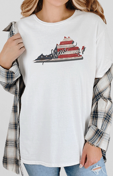 T-Shirt White / S Virginia American Flag Short Sleeve Tee