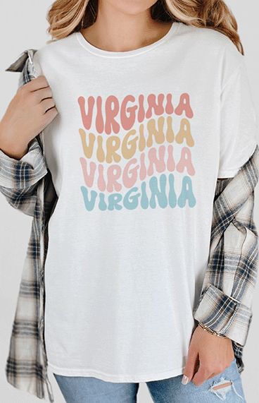 T-Shirt White / S Virginia Retro Colors Short Sleeve Tee