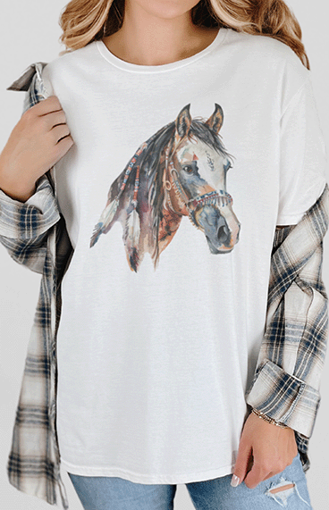 T-Shirt White / S Watercolor Horse 2 Tee