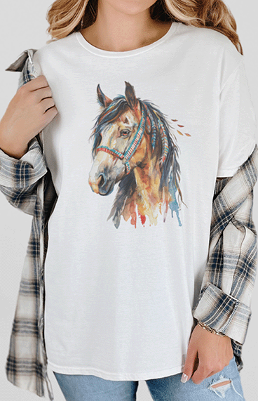 T-Shirt White / S Watercolor Horse Tee